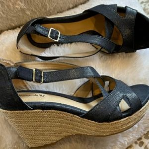 Cute blue strappy wedges